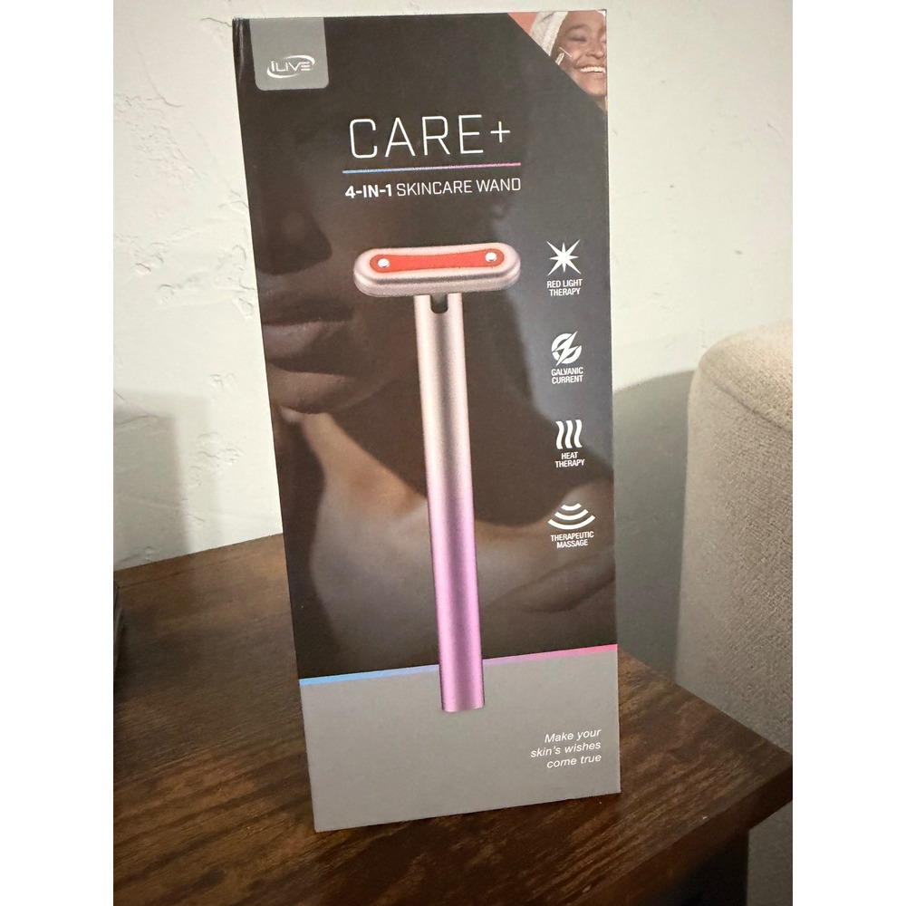 iLive Care+ 4-in-1 Skincare Wand Red Light Therapy Galvanic Current IAFW42 Pink